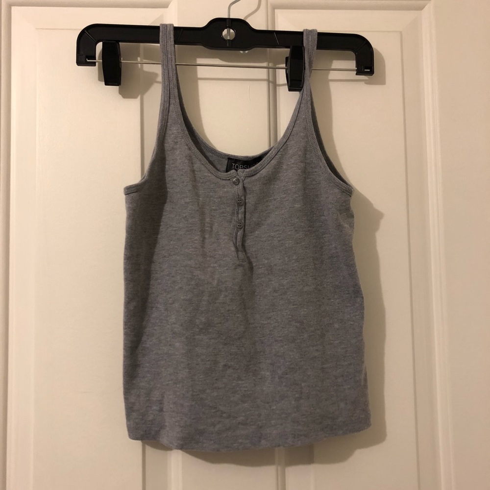 Topshop Button Down Cropped Tank Top - Picture 3 of 5